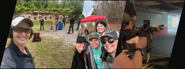 Armed & Unbreakable students training on the range and at the indoor bay